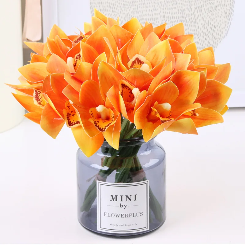 Искусственные цветы Cymbidium 6 голов маленькие цветочные украшения для дома