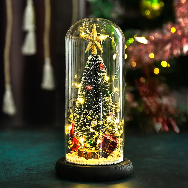 

Christmas Decoration Artificial Tree LED Crystal Ball 3D Desktop Lamp Night Light Xmas Gift Office Decor Festival Supplies