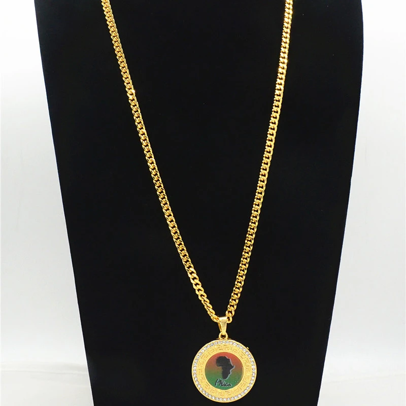 Цепочка с подвеской в виде карты Африки из нержавеющей стали | Украшения и