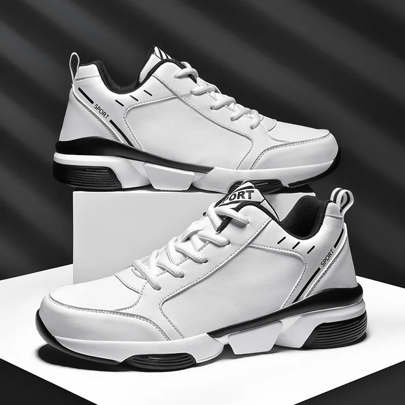 

2021 New Luxury Leather Men for Casual Sneakers Man Light Tennis Shoes Male Fashion Brand Designer White Leather Sports Shoes