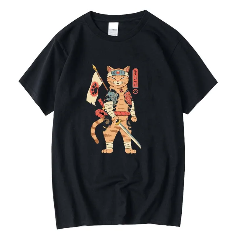 

Футболка мужская с круглым вырезом, тенниска из 100% хлопка, крутая повседневная майка свободного покроя с принтом кота, майка с короткими рук...
