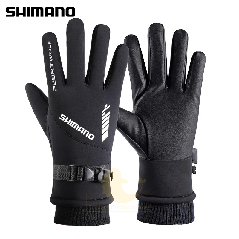 

Shimano Outdoor Winter Men's Fishing Gloves Keep Warm Anti-slip Full Fingers Cycling Gloves Windproof Hiking Durable Gloves