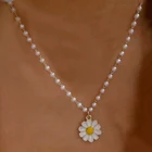 Женская цепочка с искусственным жемчугом, элегантное ожерелье с кулоном в виде масляного цветка, 2021, X022