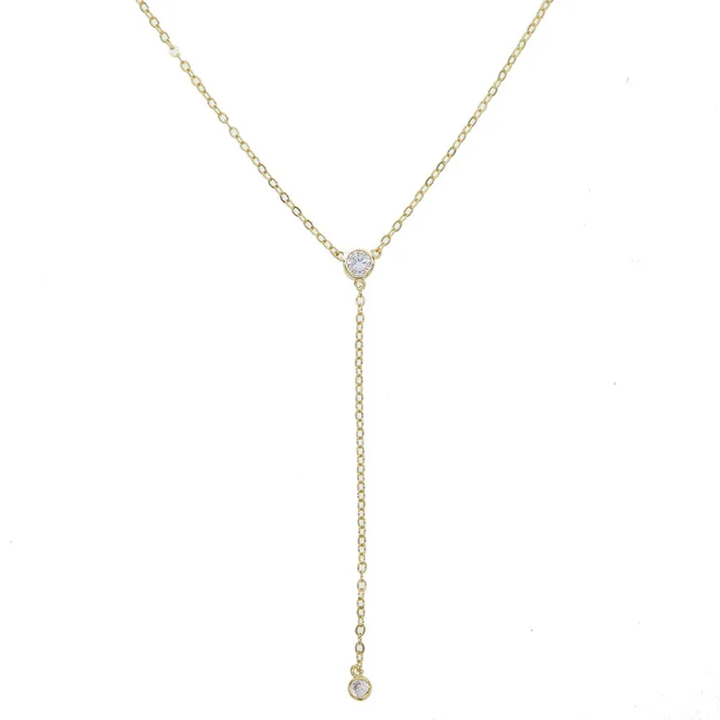 Сексуальное современное длинное ожерелье Y-образной формы с искрящимся круглым