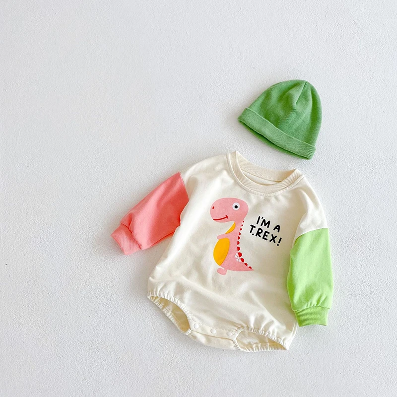 

Facejoyous Cartoon Dinosaur Baby Boy Girl Printing Romper Spring Autumn Long Sleeves Cotton Jumpsuit Outfit Newborn Baby Costume