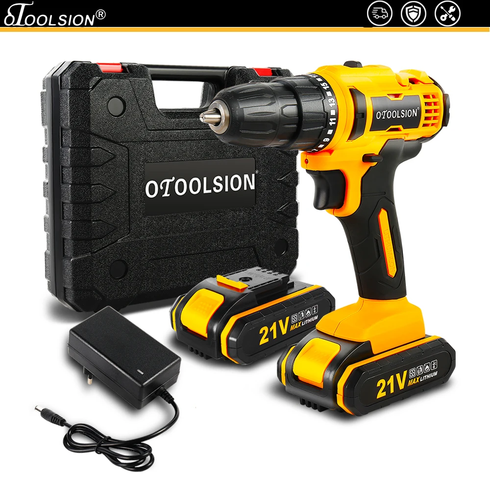 

Otoolsion 21V Electric Drill Variable Speed Drill Tools Multi-Function Cordless Screwdrivers Mini Wireless Power Driver Battery