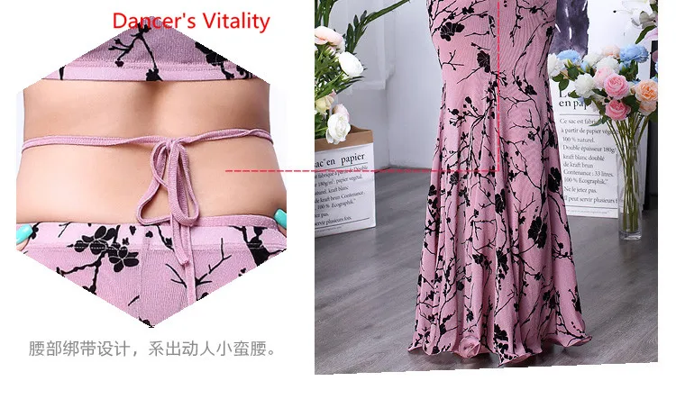 Женский танец живота CLothing Dress Женский Новое сексуальное восточное танцевальное платье Печатное платье-исполнитель Костюмы для девочек M, L