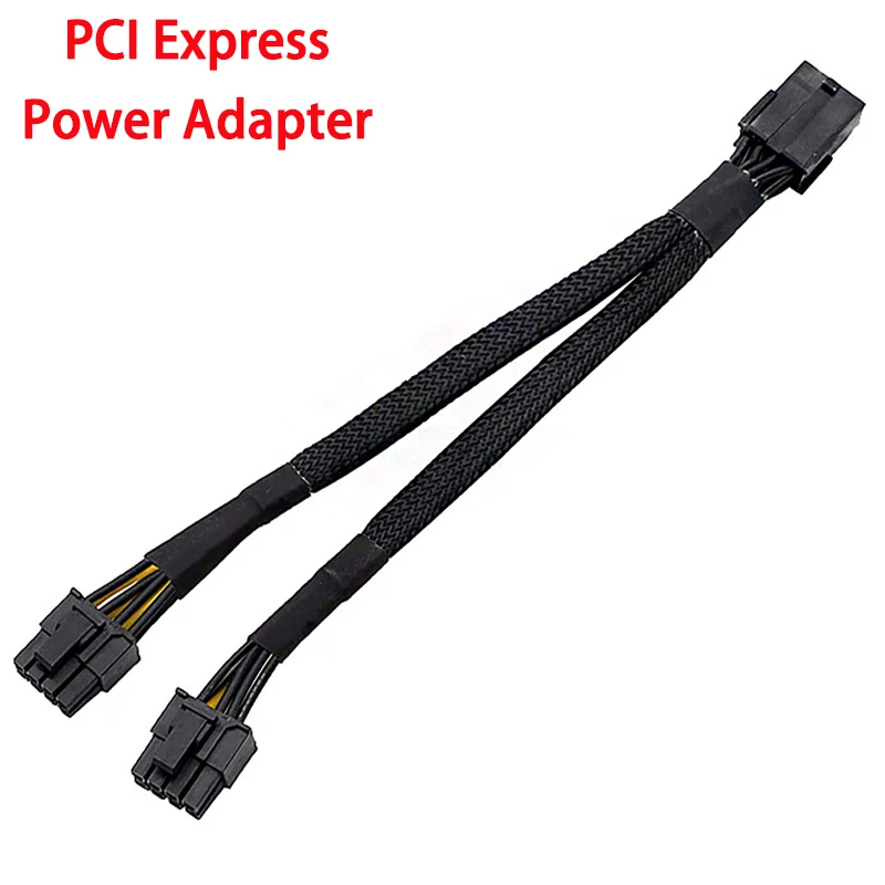 

GPU PCIe 8 Pin Female To Dual 2X 8 Pin (6+2) Male PCI Express Power Adapter Braided Y-Splitter Extension Cable 20cm Black