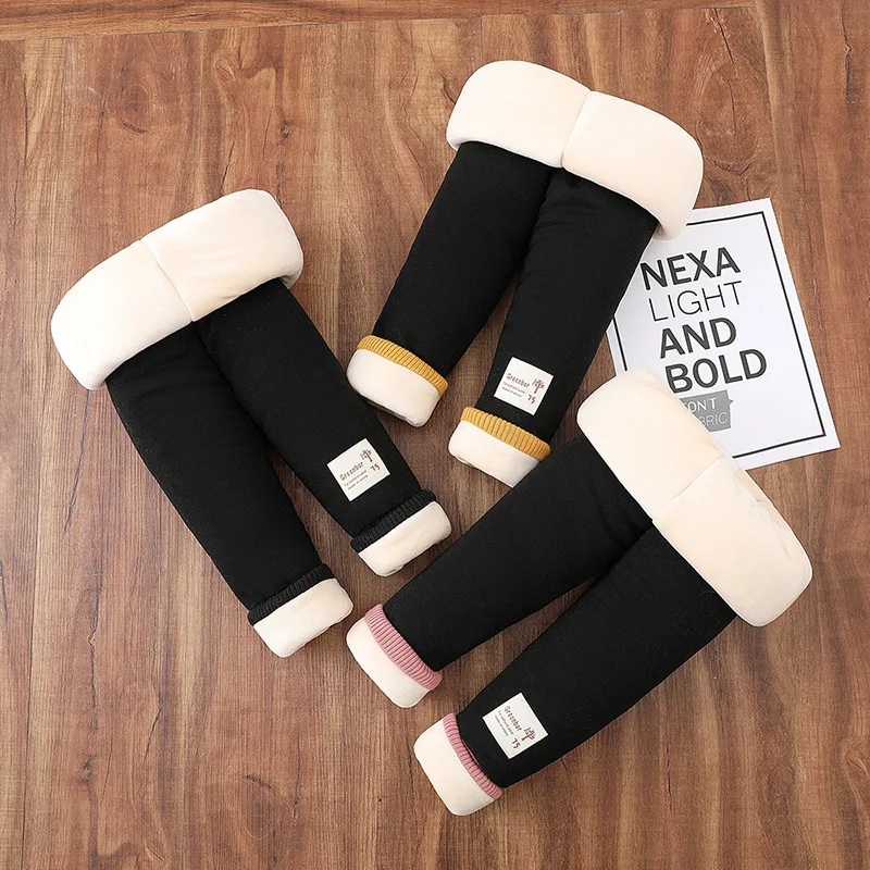 

Новинка 2021, зимние утепленные теплые леггинсы для девочек, спортивные штаны с узкой эластичной талией, Стрейчевые брюки в полоску, детская о...