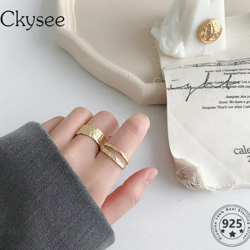 

Ckysee Design 925 Sterling Silver Ring Gold Foil Paper Thin Ring Creative Daily Simple Women And Girl 2020 Fashion Trend