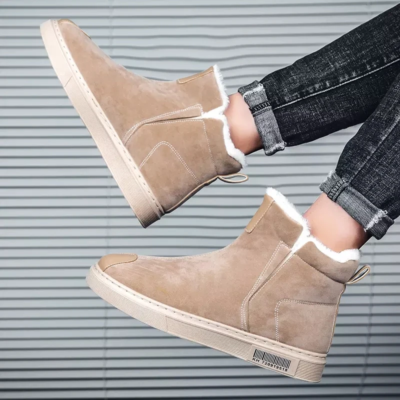 

Men's Winter Boots Fur Warm Suede Shoes Waterproof Cloth Snow Shoes Non-slip Rubber Outsole Indoor Outdoor 2021 New Winter Boots