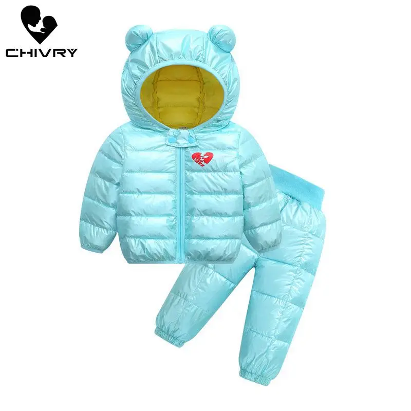 Новинка Сезон осень-зима На утином пуху для мальчиков и девочек куртка штаны