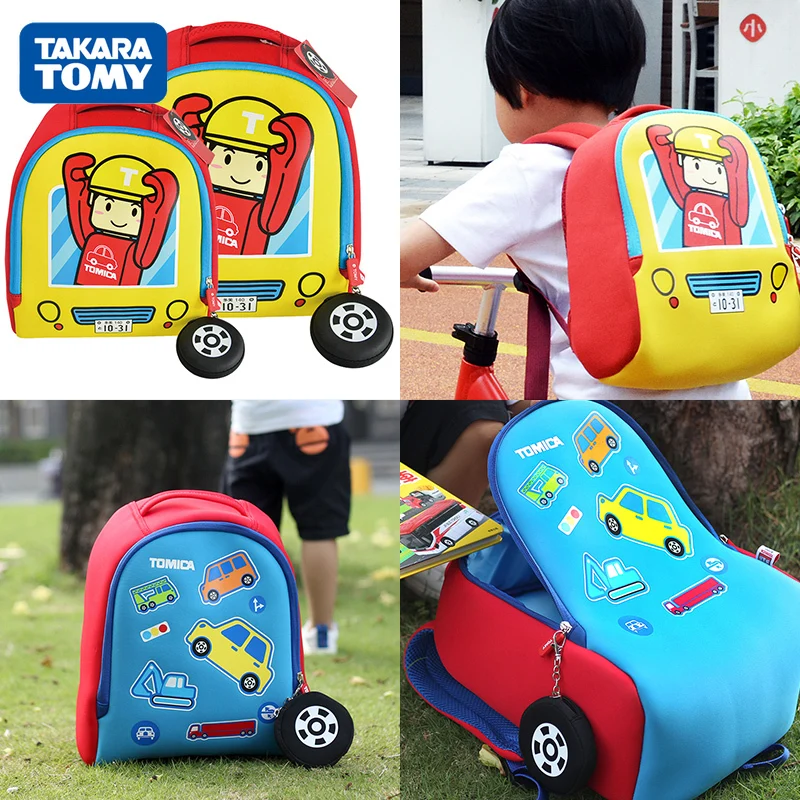 

TAKARA TOMY Toddler Backpack Cartoon Car Children's Backpack 3-6 Years Old Cute Backpack Kawaii Thin Breathable Plant Fibres