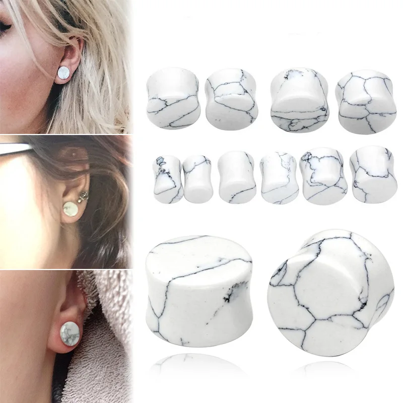 

jinzeyi factory direct solid ear piercing natural stone personality puncture jewelry white pine stone ear wholesale auricle
