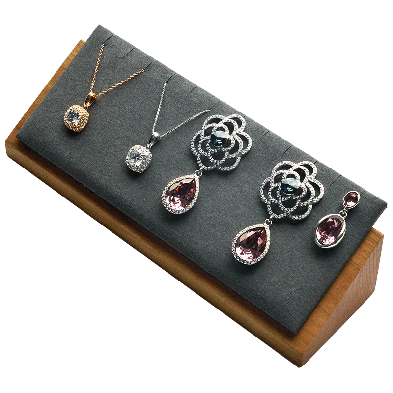 Подставка для ожерелья Oirlv из цельного дерева и подвесная витрина микрофибры