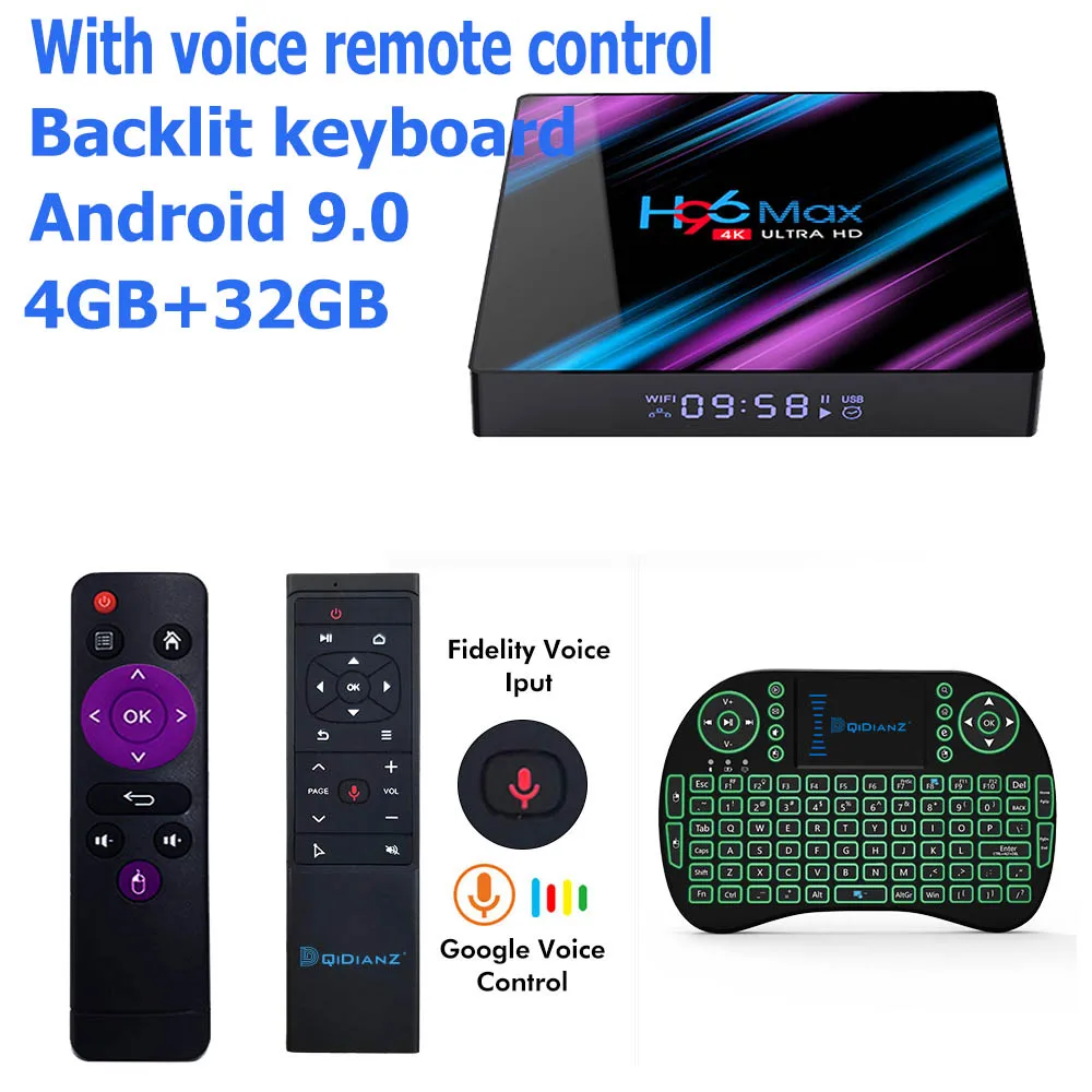 4G 32G MT12 I8 Смарт ТВ-приставка H96max Android 9,0 Google Assistant 4K Dual Wifi BT Netflix медиаплеер Play Store бесплатное приложение быстрая приставка - Цвет: 4G 32G MT12 I8