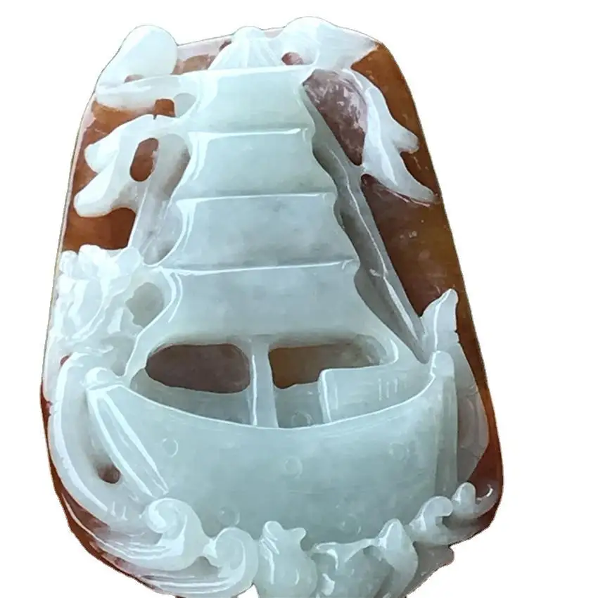 

Natural 7A Myanmar jade Hand-Carved jade sailboat green jade pendant jade necklace pendants jewelry jade necklaces