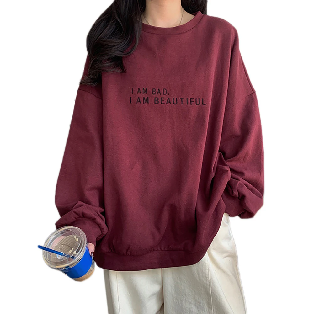Women Long Sleeve O Neck Pullover Letters Print Oversized Blouse Sweatshirt Women's Clothing толстовка женская sudadera 2020
