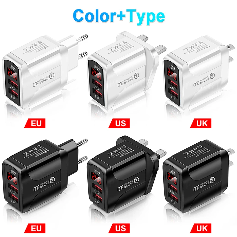 2.4A USB Зарядное устройство мобильный телефон адаптер быстрой зарядки в стены со