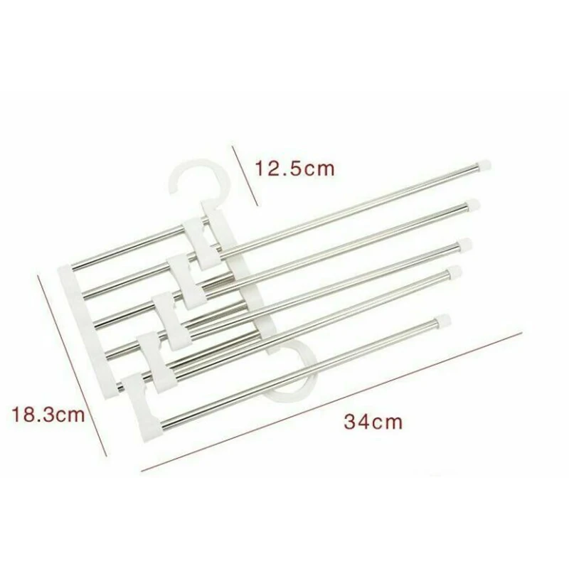 

5 In 1 Pant Rack Hanger Clothes Organizer Multi-Functional Shelves Closet Storage Shelf Stainless Steel Retractable Scarf Shelf
