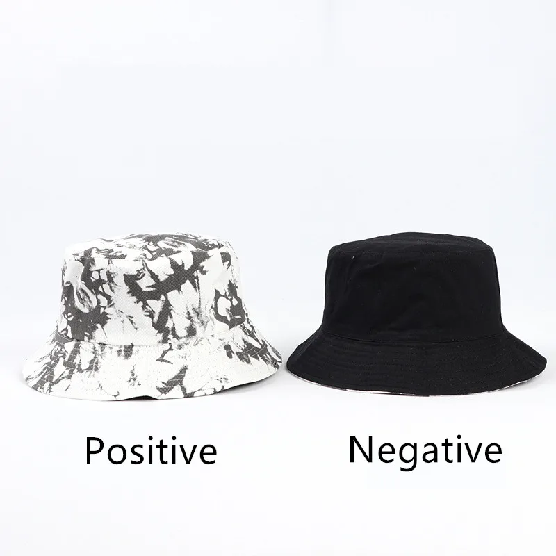 

Double-sided Wearing Cap Visor Rainbow Color Bucket Hat Men And Women Cotton Flat Sun Hat Reversible Sun Tie Dye Fisherman Hat