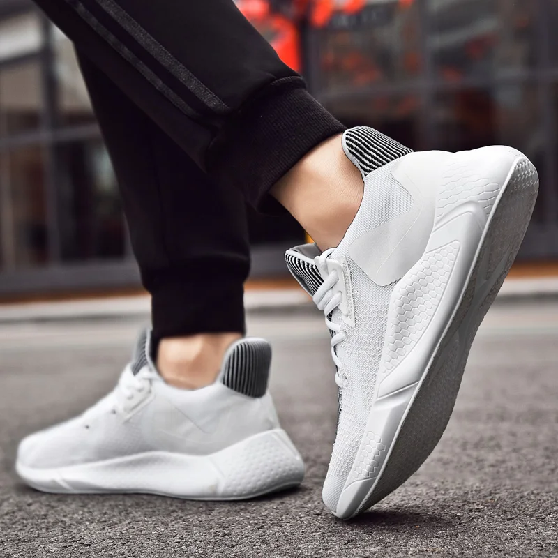 

Mens Causal Shoes Comfortable Casual Shoes Men Breathable Black Sneakers Fashion Male Sneaker Solid White Knitting Man Leisure