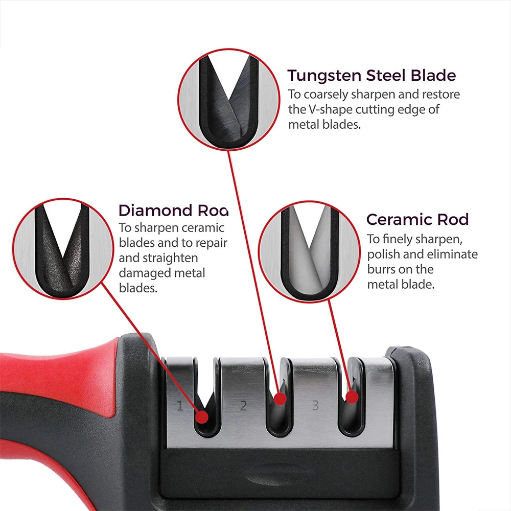 3 ступенчатая точилка для кухонных ножей профессиональный точильный камень