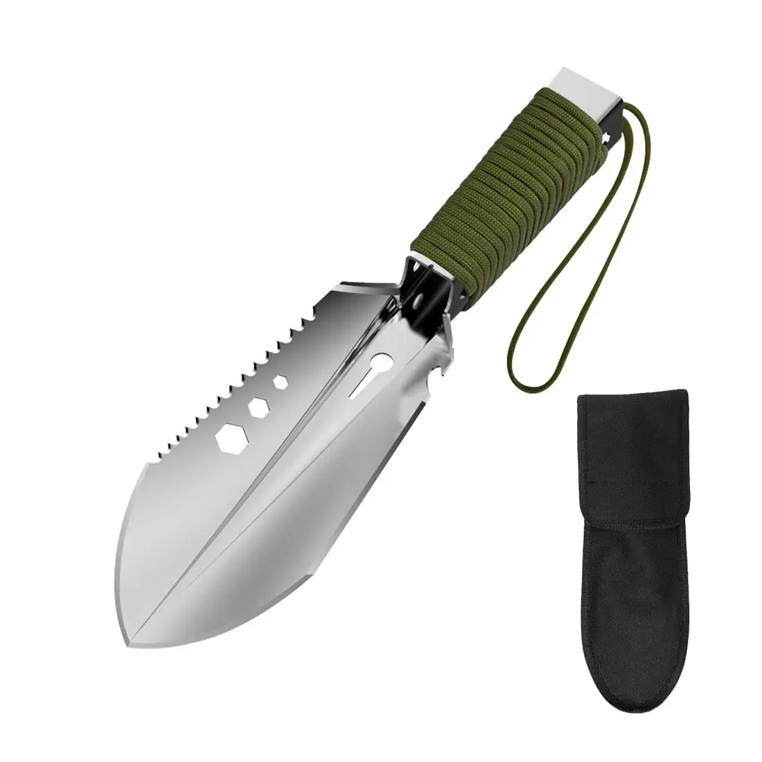 

Shovel Multi-Purpose Garden Tools Stainless Steel Garden Shovel With Sawtooth Hex Wrench Ruler Digging Trowel Knife Bottle Open