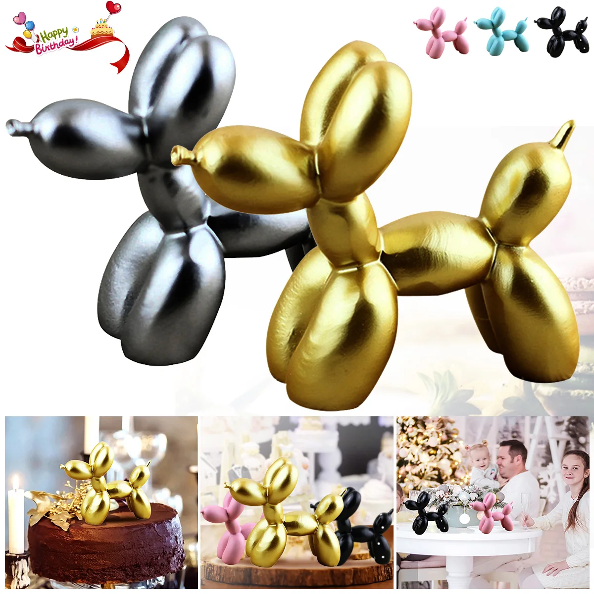 

Resin Crafts Cute Small Balloon Dog Cake Home Desktop Car Interior Decoration Home Holiday Party Banquet Scene Atmosphere Props