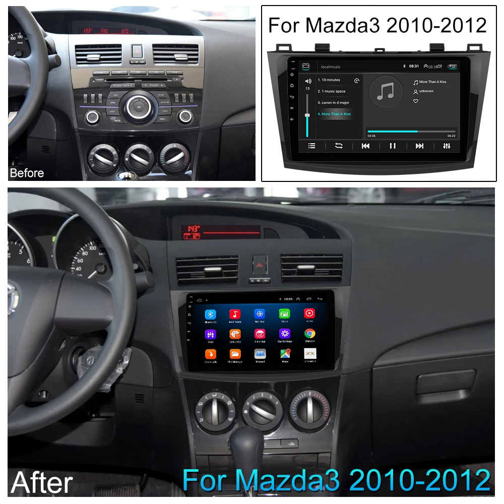 Автомобильный DVD gps android 8,1 автомобильный Радио стерео 2G 32G карта четырехъядерный 2 din Автомобильный мультимедийный плеер для Mazda 3 2004-2013 maxx axel