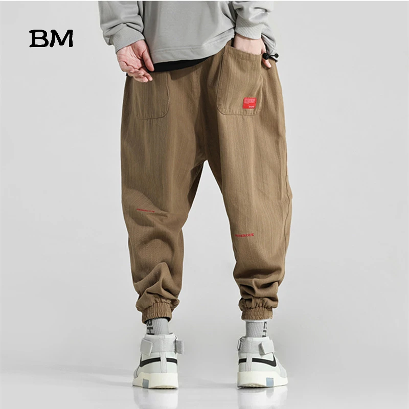 Уличные тренировочные штаны цвета хаки хип-хоп модные брюки в Корейском стиле