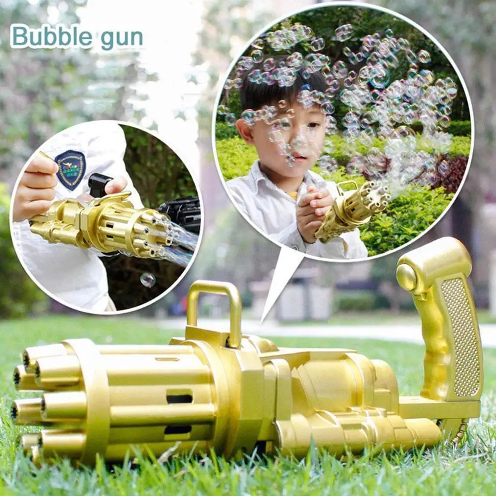 

Montessori Children automatic gatling bubble gun toys summer water soap bubble 2-in-1 machine machine gift bubble electric