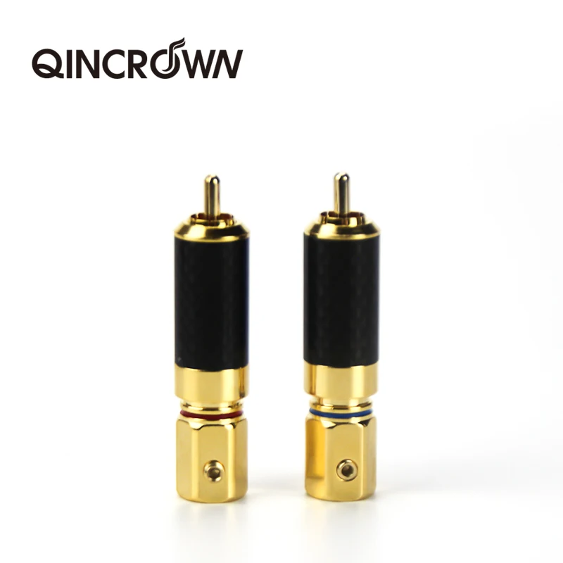 QINCROWN позолоченный медный RCA штекер Mayitr прочный RCA винты разъема пайки Блокировка аудио-видео штекер - Цвет: 4pcs