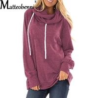 2021 autumn winter new tops pullover draw string hooded long sleeve womens sweatshirt solid loose casual female hoodies basic