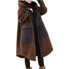 Винтаж вельветовое платье для девочек с большими карманами, куртка на подкладке из хлопка с капюшоном, женские осенне-зимние 2021 новые свободные ветровка большого размера пальто F937
