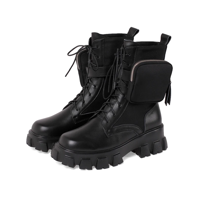 

SKLFGXZY New style Genuine leather Martin boots Female boots Women boots The side bags black white cowhide Women shoes