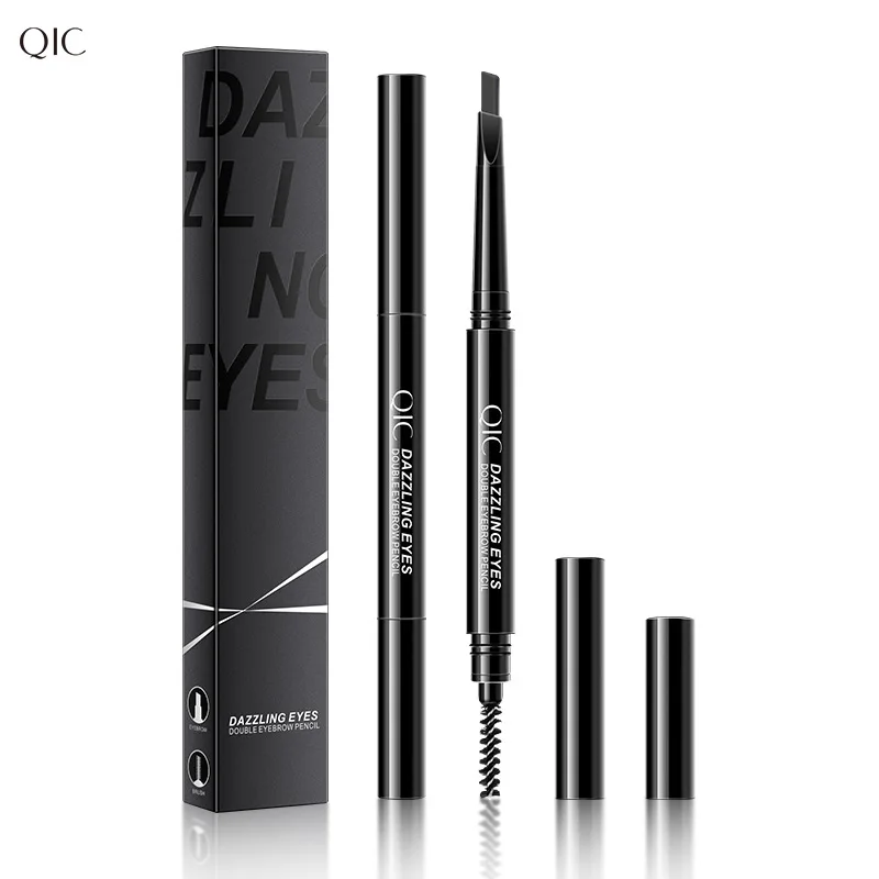 

Cross border southeast Asia QIC color double head eyebrow pen with brush automatic rotation triangle eyebrow novice easy to draw