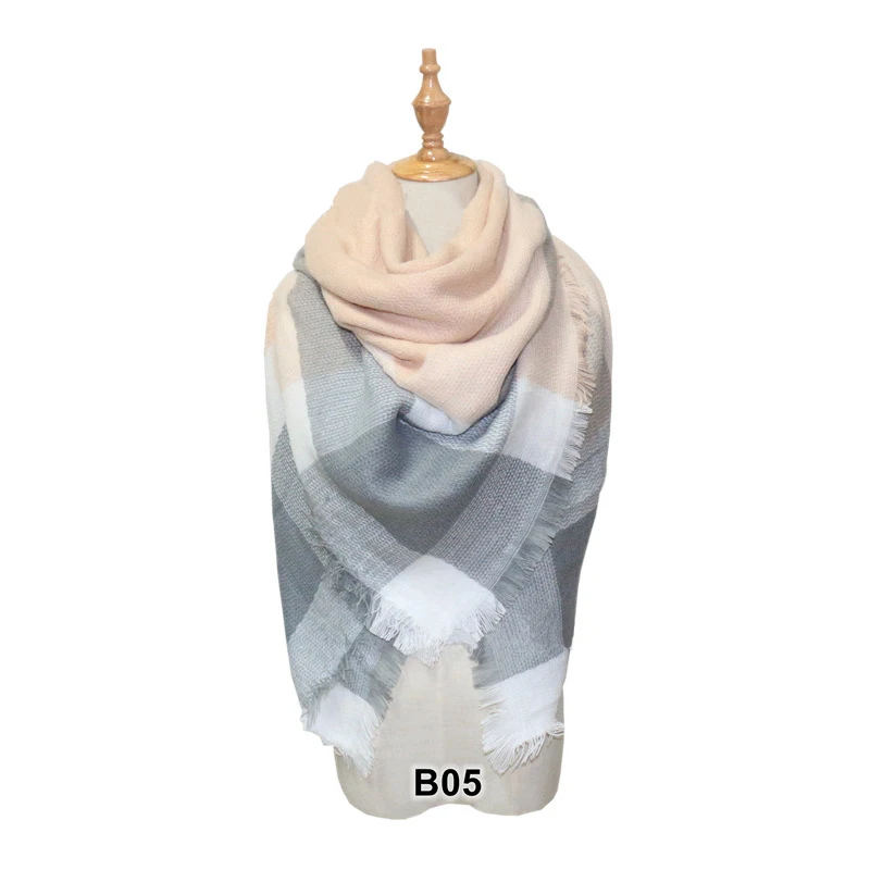 Зимний кашемировый треугольный шарф Женская шаль шейный платок бандана