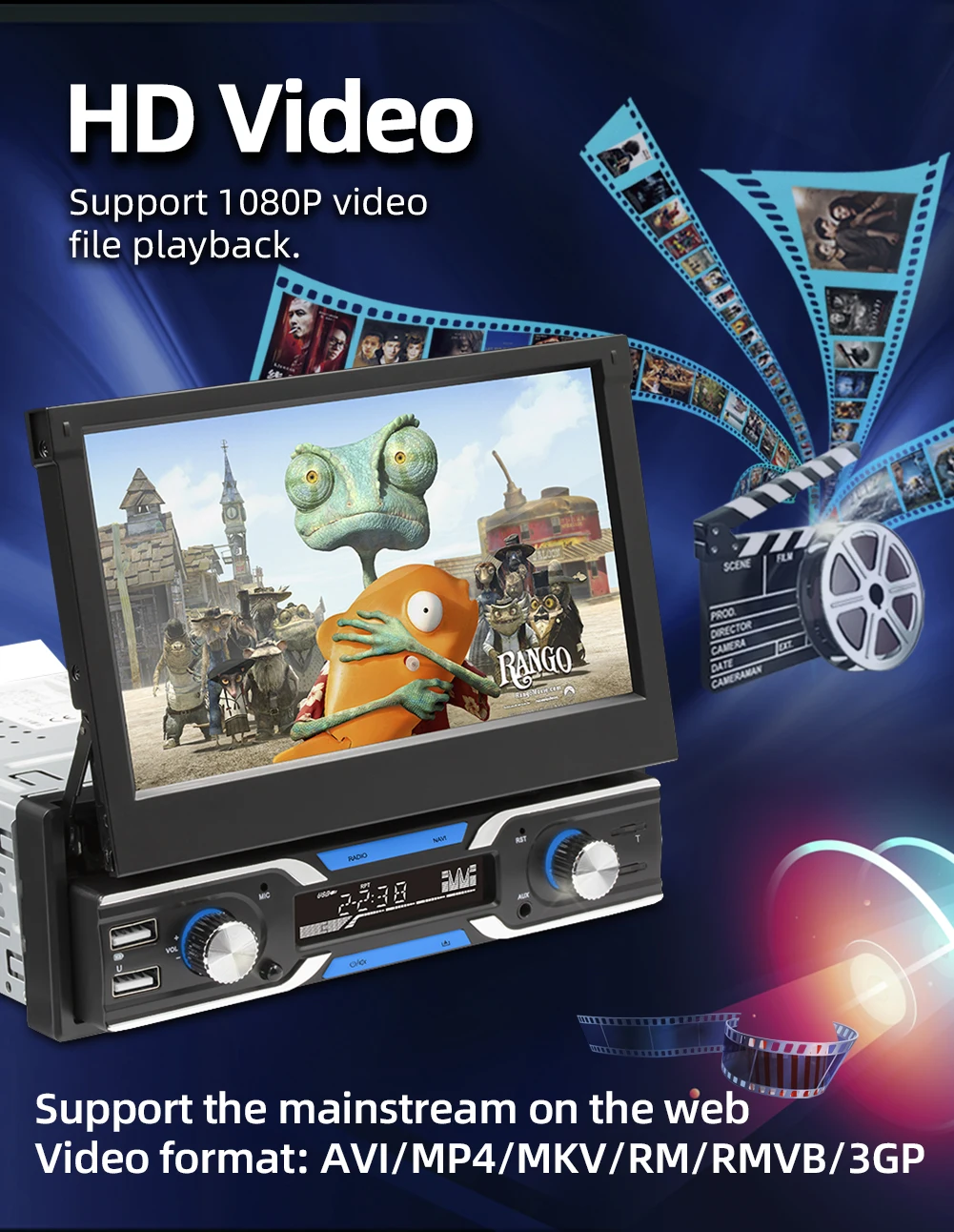 Универсальный Автомобильный мультимедийный плеер 1 Din HD 7-дюймовый экран