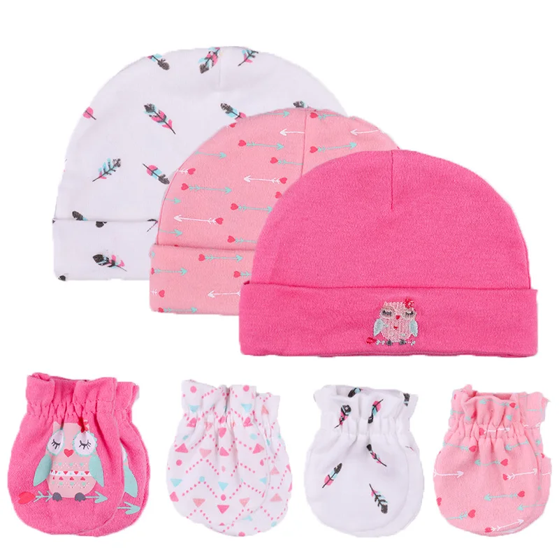

Cotton White Newborn Boys Girls Baby Hats Gloves Headwear Fitted Baby Cute Baby Accessories Nightcap Sleep