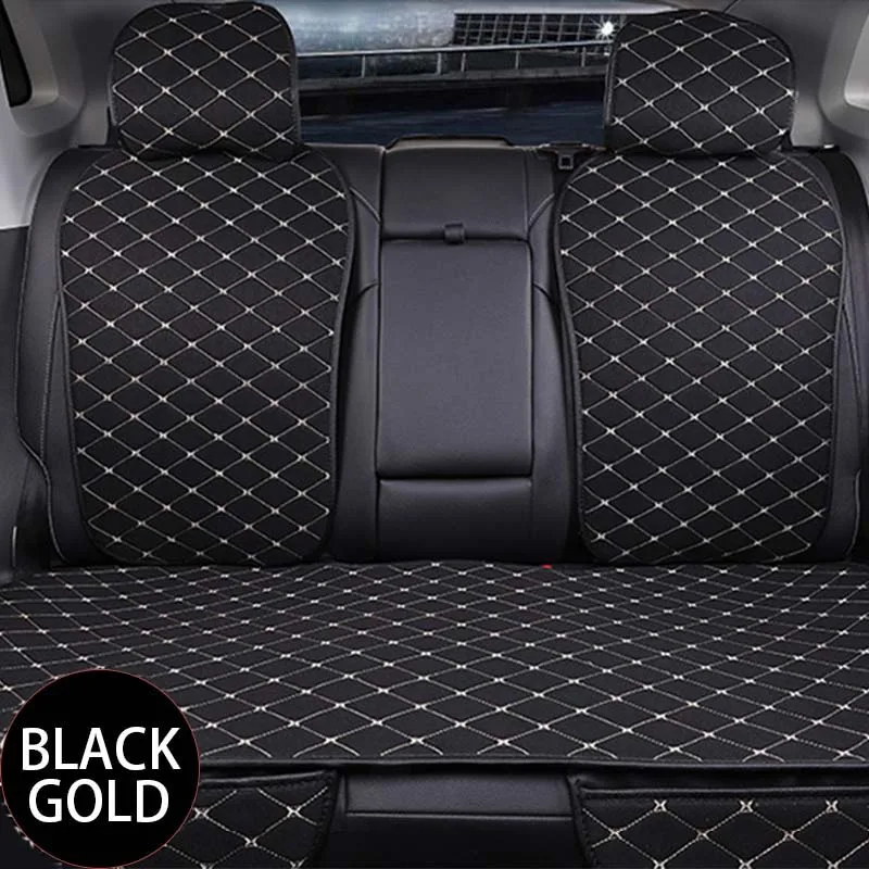 Rear Black Gold 1pc SEAMETAL чехлы для сидений автомобиля льняная подушка для сидений автомобиля четыре сезона защита салона коврики универсальный набор сидений авто аксессуары - Название цвета: Rear Black Gold 1pc