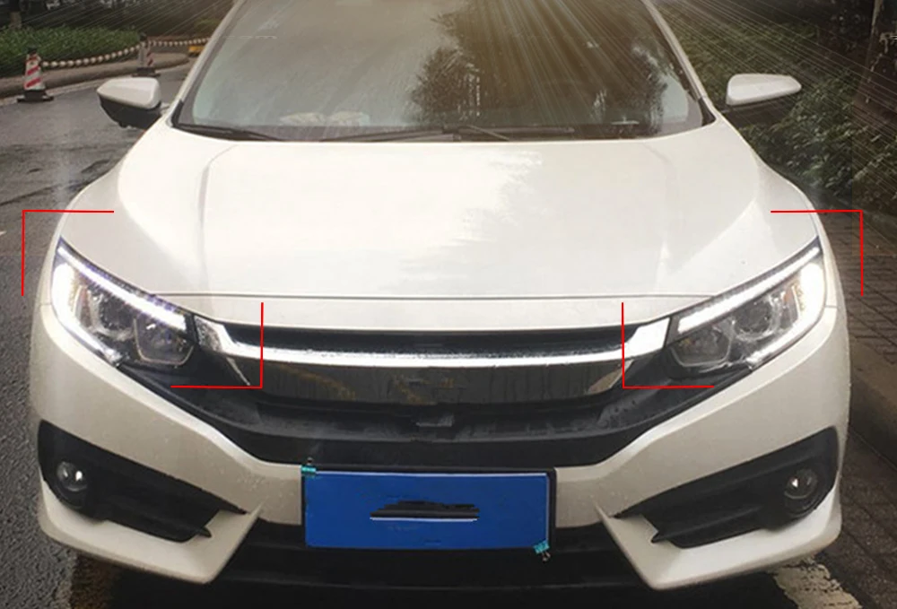 2 шт. для Honda Civic Blink светодиодный светильник на голову для бровей, дневной ходовой светильник, DRL с желтым сигналом