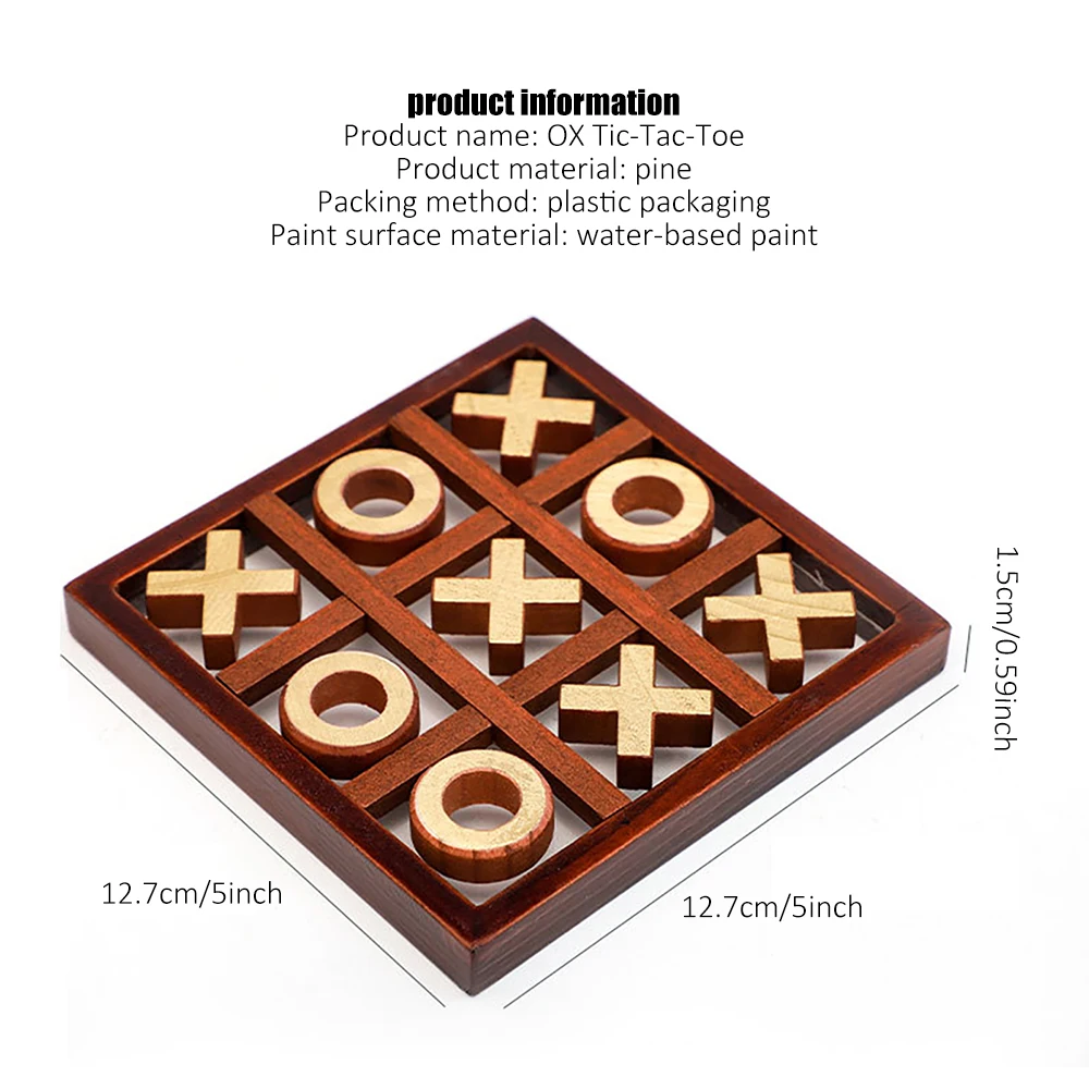 

Wooden Brain Board Game Family OX Chess Games Set Child Educational Classic Puzzle OX Chess Board Interaction Toys For Kids Gift