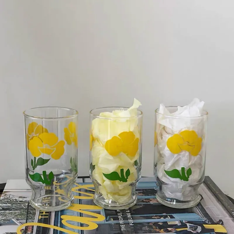 350 мл новая японская и южнокорейская стеклянная чашка ручная роспись цветок