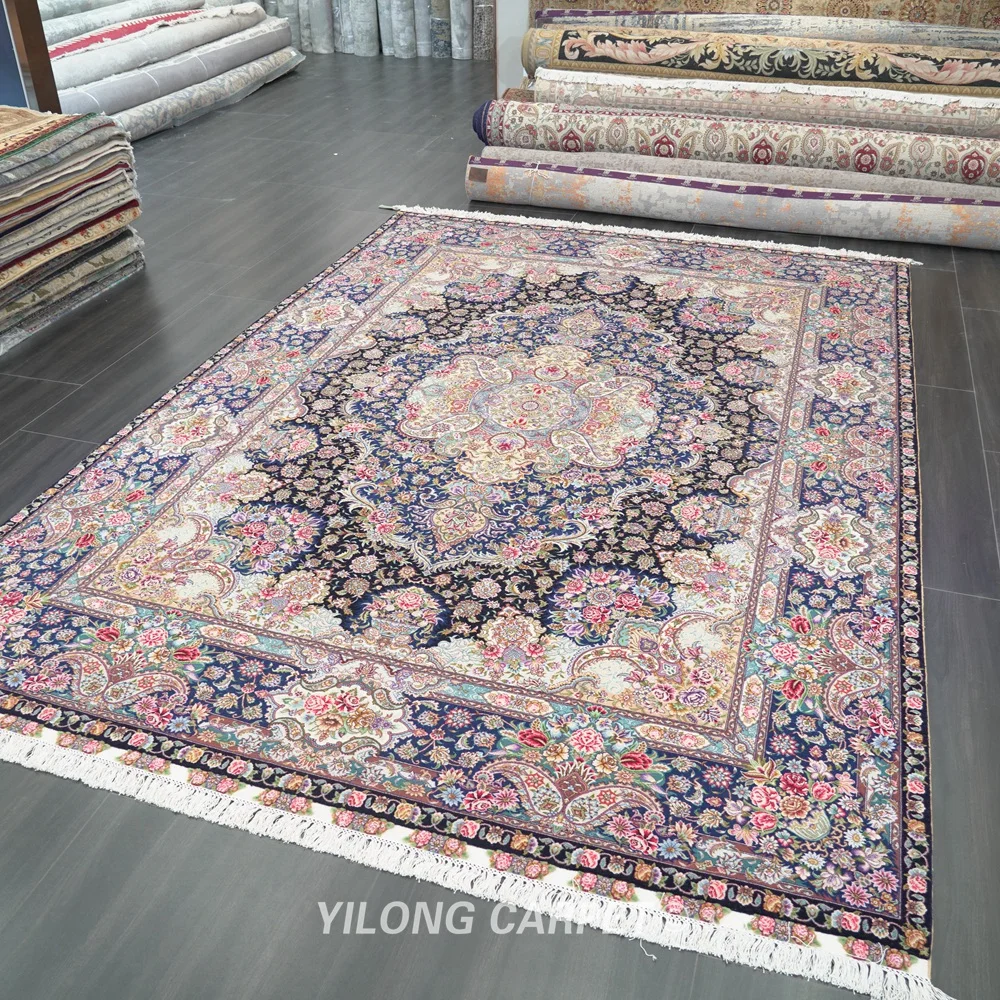 Yilong 8 4 'x 12' персидские шерстяные шелковые ковры ручной работы большой размер
