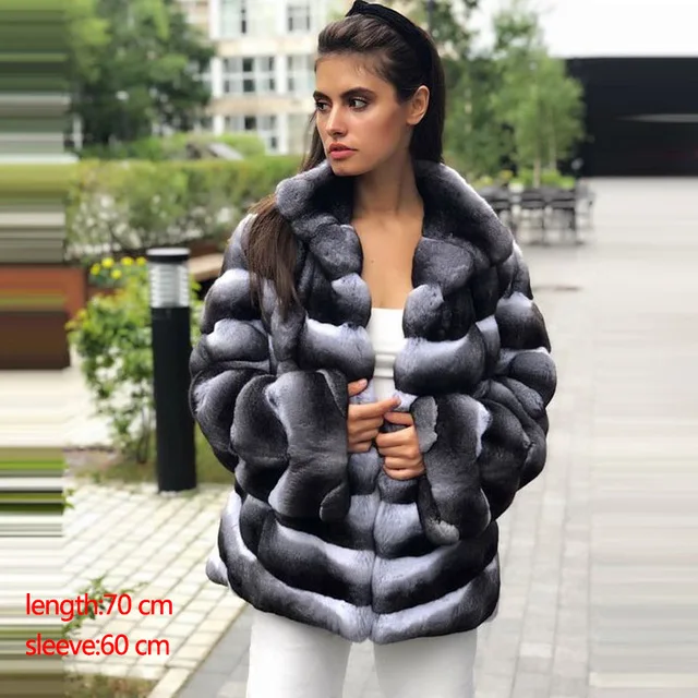 photo color YZ Future Chinchilla, Женское зимнее пальто из кролика Рекс, пальто из натурального меха, куртка с меховым воротником, классический стиль, мода - Цвет: photo color