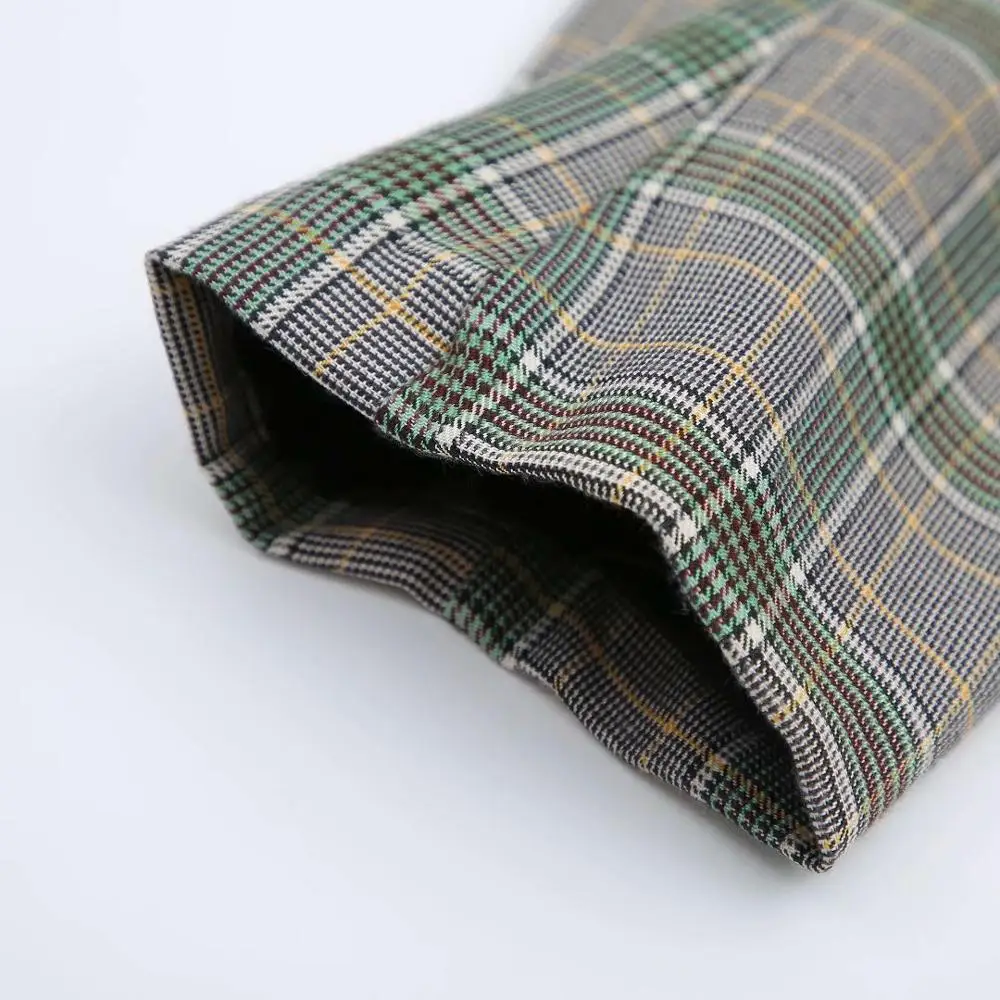 

New women Lightweight Fabric Urban Color Matching Plaid Lapel Suit 2020 Ladies Fashion Long Sleeve Pocket Casual Top Autumn