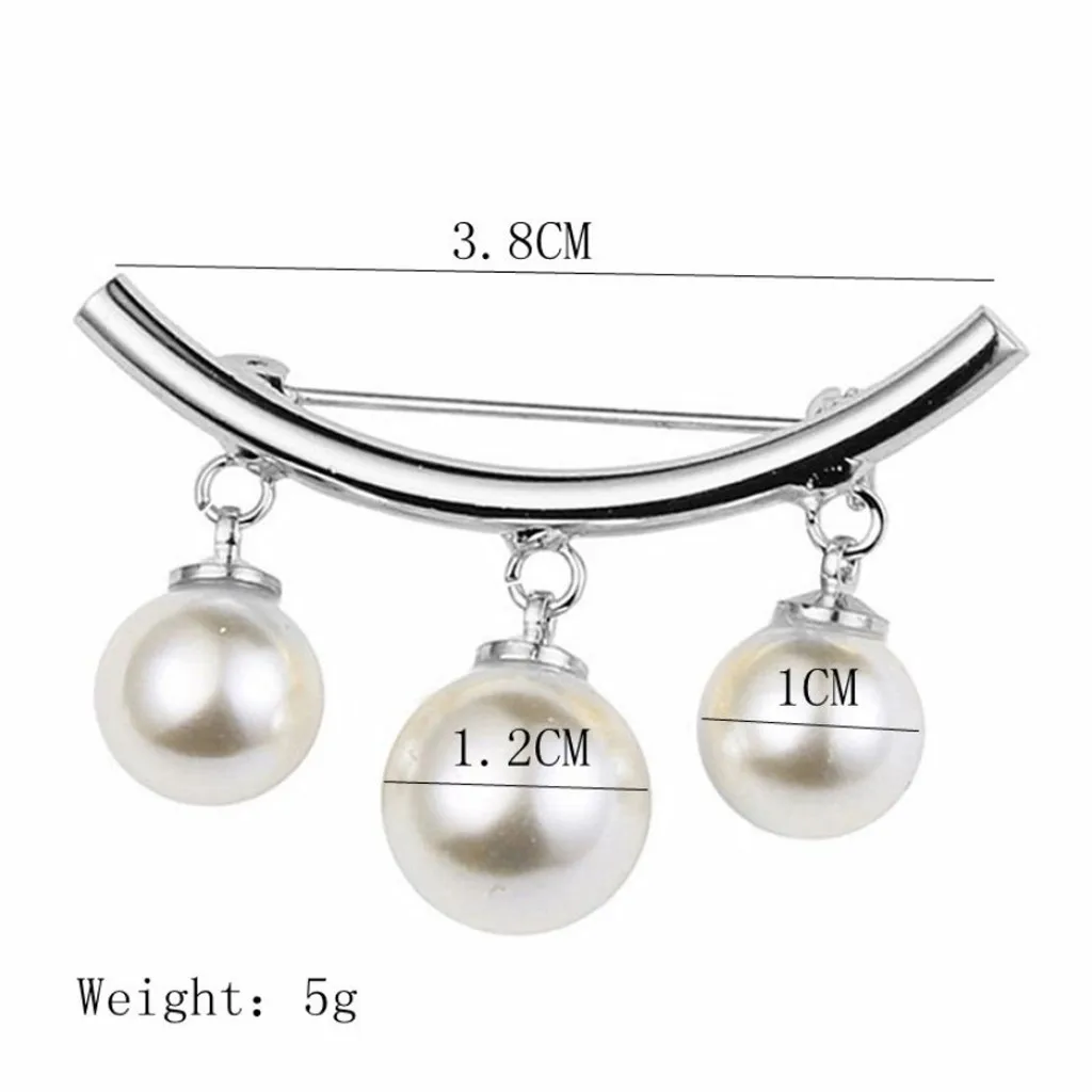 Женская Брошь с тремя жемчужинами булавка для шарфа и блузки украшение одежды