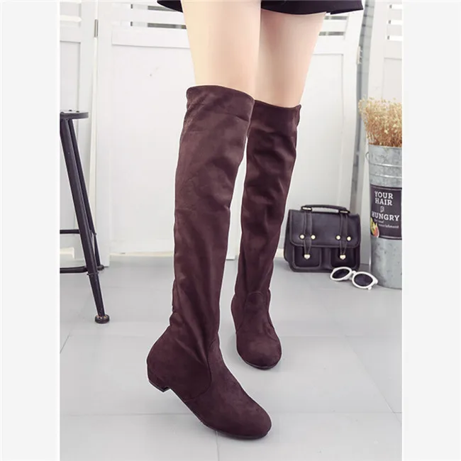 Женские ботинки из искусственной замши женские ботфорты выше колена пикантные