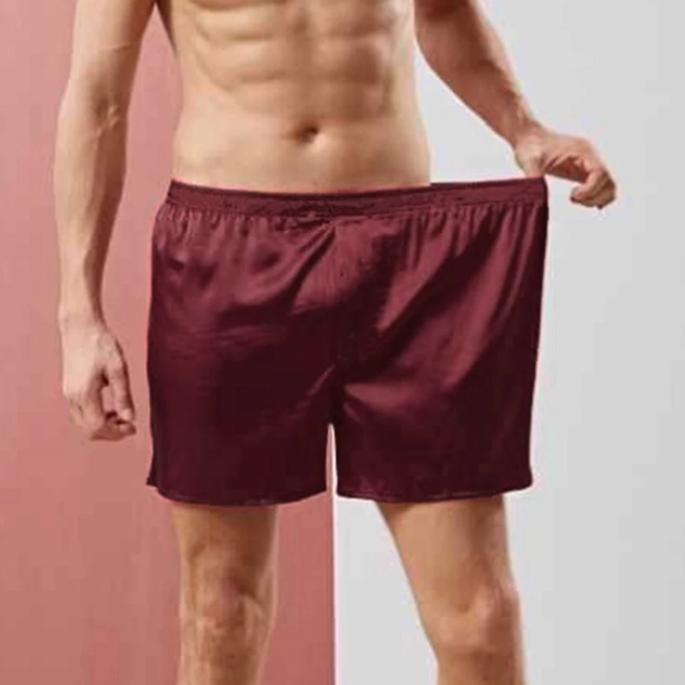 

Men's Home Silk Satin Pajamas Shorts Nightwear Pants Fashion Man Sleep Bottoms Home Clothes Underpants Comfy Shorts Lingerie New